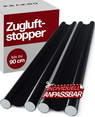 Produktbild von 2 Zugluftstopper für Türen bis zu 90cm - Doppelseitiger Schutz - Energiesparend - Zuschneidbar - Leicht zu Reinigen - Schwarz