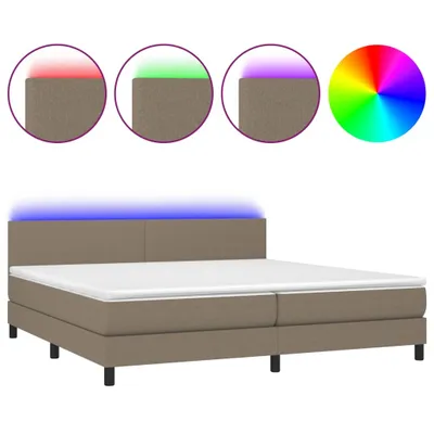 Produktbild von Boxspringbett mit Matratze & LED Taupe 200x200 cm Stoff