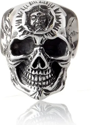 Produktbild von Karisma Edelstahl 316L Ring -Totenkopf skull Bulk Gothic - Geschwärzt Hoch Poliert - SRSK013