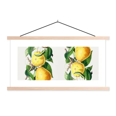 Produktbild von MuchoWow® Textilposter Birnen - Obst - Lebensmittel 120x60 cm mit holzfarbenen Rahmen - Klemmleiste