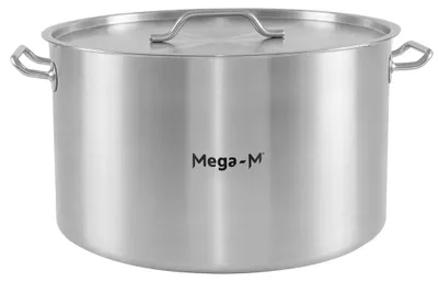 Zdjęcie produktu dla Garnek gastronomiczny średni ze stali nierdzewnej z pokrywką Mega-M Standard 58l 50x30 cm
