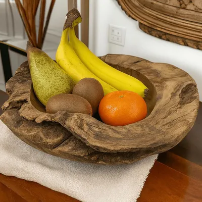 Produktbild von Teakholzschale Teakholz Schale Obstschale Schlüsselschale Holz Schale Ø30cm