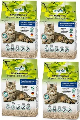 Produktbild von 4x10 Liter CosyCat -Klumpstreu FEIN aus Holz 100% natürliches Katzenstreu 40L