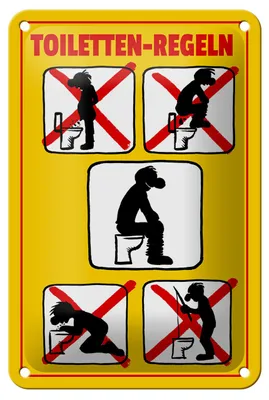 Produktbild von Blechschild Hinweis 12x18cm Toiletten Regeln