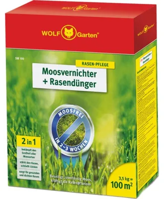 Obrázek produktu pro WOLF Přípravek na hubení mechu a hnojivo na trávník na 100 m² (3 kg) - SW 100