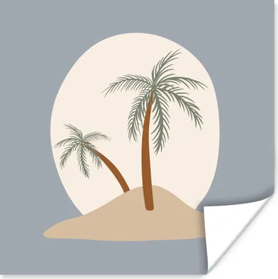 Produktbild von MuchoWow® Poster Palme - Pastell - Sommer - Blau 50x50 cm - Wohnzimmerdekoration