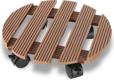 Produktbild von Pflanzenroller WPC 30 x 30 x 7.5 cm, für außen & innen, Tragkraft 80 kg, wetterfest, Braun, Rund