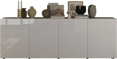 Image de Buffet - RICCIONE - Blanc laqué brillant - 4 portes - 241 x 42 x 84 cm