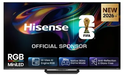 Produktbild von Hisense 85 '' UR8DS | RGB MiniLED Smart TV 4K 180 Hz, 2,16 m (85"), 3840 x 2160 Pixel, RGB-Mini LED, Smart-TV, WLAN, Schwarz