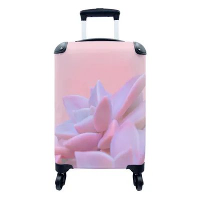 Produktbild von MuchoWow® Koffer Handgepäck Trolley Rollkoffer Kleine Reisekoffer mit 4 Rollen - Sukkulente - Sommer - Rosa - Pflanzen - Cabin Size < 55x40x23 cm & 55x40x20 cm - Fotokoffer - Kabinenkoffer - Boardgepäck - Reise-Box - Reisekoffer - Reisegepäck - Koffer mit Bild - Trolley für Kinder