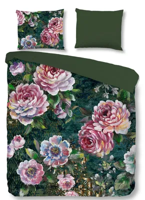 Productafbeelding van Good Morning Dekbedovertrek Katoen Fleur - green 200x200/220cm
