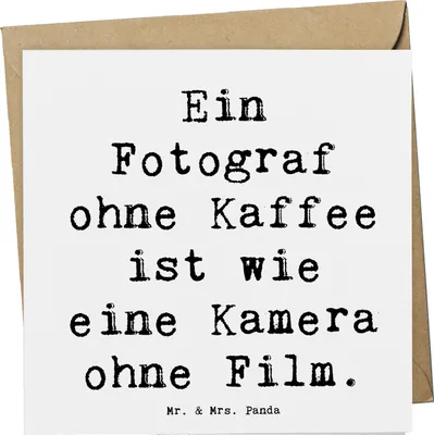 Produktbild von Mr. & Mrs. Panda Grußkarte Spruch Fotograf Kaffee - Weiß - Geschenk, personalisierte Geschenke, doppelkarte, Fotografen, Berufsalltag, faltkarte, einzigartigen Momente