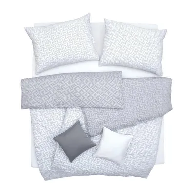 Obrázek produktu pro SCANquilt povlečení SATÉN DESIGN kristal bílošedá+sv. šedá 100% dlouhovlákná česaná bavlna 140 x 200/70 x 90 cm