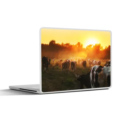 Produktbild von MuchoWow® Laptop Aufkleber Sticker Cover Kühe - Sonnenuntergang - Wiese - Tiere 30x22 cm - Laptop-Sticker