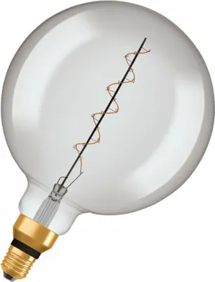 Immagine prodotto di OSRAM Vintage 1906 LED con tonalità fumo, 4,8W, 360lm, forma a globo con diametro di 200 mm e base E27, colore della luce bianco caldo, filamento a spirale, dimmerabile, fino a 15.000 ore di durata