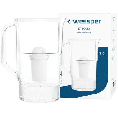 Imagen del producto de Jarra filtrante Wessper D1 SOLID, 2,8 litros, color blanco, con 1 filtro aquaclassic
