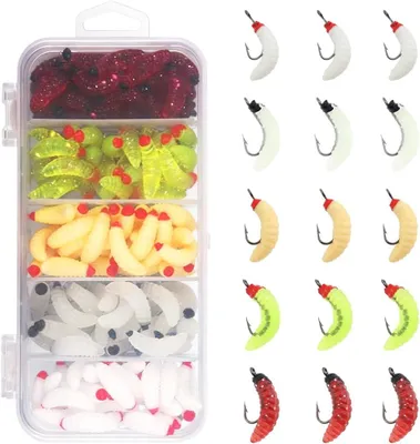 Obrázok produktu pre Mäkké silikónové nástrahy 100 ks, červy a hmyz, pre pstruhy