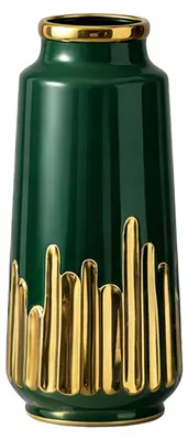 Productafbeelding van Keramische vaas groene fles met goudafwerking elegante decoratie 27cm