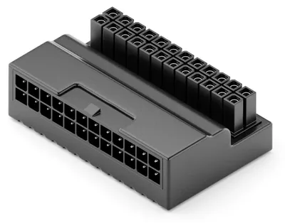 Produktbild von deleyCON ATX 24 Pin Winkel Adapter 90 Grad Power Strom Adapter für PC, Computer, Netzteil, Gaming Streaming PC, ATX-Mainboard