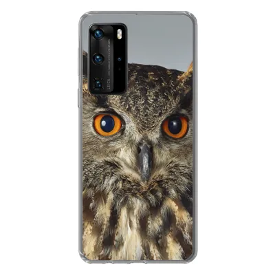 Produktbild von MuchoWow® Handyhülle Schutzhülle Hülle für Huawei P40 Pro Braune Eule mit hellblauem Hintergrund Silikon Softcase Handy Hülle - Schutz