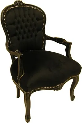 Produktbild von Barock Salon Stuhl Schwarz / Schwarz