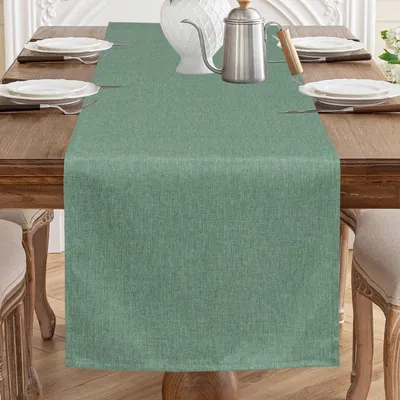 Productafbeelding van Groene tafelkleed, 40x140 cm, linnenlook, afwasbaar, waterafstotend, krasbestendig, polyester