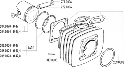 Produktbild von Polini Sport Kolben Satz 70 ccm 47 mm kompatibel mit Fantic Regolarita 50