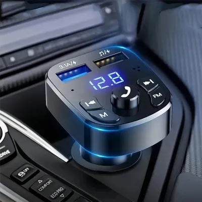 Produktbild von Auto Bluetooth FM Transmitter, Blaue Umgebende Leuchte Drahtloser Radio Kfz-Empfänger Adapter mit Freisprecheinrichtung, Dual USB Ladegerät