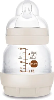 Produktbild von MAM Easy Start Anti-Colic Flasche 0 Monate extra langsamer Durchfluss (130 ml) Sand – Flasche zur Reduzierung von Koliken und Beschwerden des Babys – Babyflasche zum Stillen geeignet