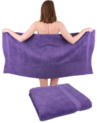 Produktbild von Betz 2 Stück Duschtücher 70 x 140 cm PREMIUM 100% Baumwolle Liegetuch Strandtuch Farbe: lila