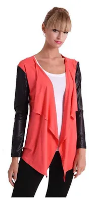 Produktbild von Damen Cardigan mit PolyurethanÄrmeln Jacke Bolero; Koralle S/M