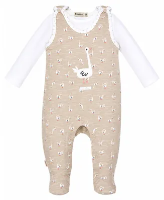 Produktbild von BONDI Baby Strampler "Gänschen" 93959 | gans allover Beige - Babystrampelanzug Größe: 68