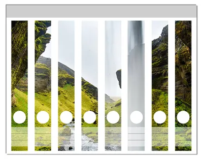 Produktbild von Wallario Ordnerrücken Sticker, selbstklebend für schmale Ordner, 8 Stück, Motiv Hinter dem Wasserfall