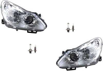 Produktbild von Johns, Scheinwerfer Halogen passend für Opel Corsa D 06-10 Set L R mit H7 H1 chrom Rah. 1216189 93189357 1216188 93189358