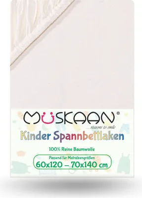 Produktbild von Jersey Kinder Spannbettlaken 60x120 cm - 70x140 cm Natur 100% Baumwolle