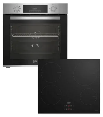 Produktbild von Beko BBSM12340X Einbau-Backofen-Set, zwei autarke Geräte: Induktionskochfeld mit 4 Kochzonen, Backofen mit 8 Heizarten