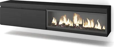 Immagine prodotto di COZY Mobile TV Soggiorno, 208x35x45cm, Per TV fino a 80, Camino elettrico XXL, da appendere, Nero