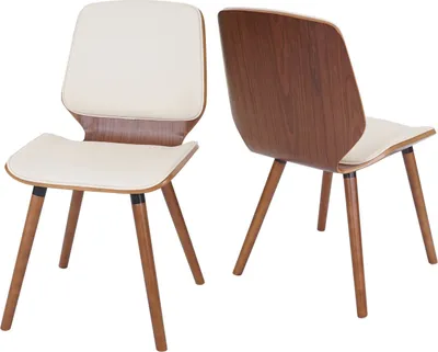 Immagine prodotto di set di 2 sedie da pranzo HWC-B16, legno bentwood design retrò effetto noce, ® ~ ecopelle panna