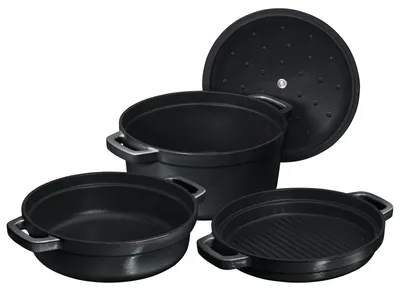 Produktbild von Chef Cuisine Gusseisernes Kochtopf- & Pfannenset, 3-tlg.