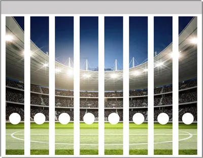 Produktbild von Wallario Ordnerrücken Sticker, selbstklebend für schmale Ordner, 8 Stück, Motiv Fußballstadion Mittellinie