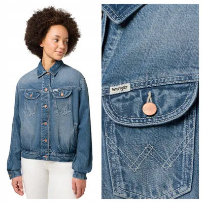 Produktbild von Wrangler | Damen Jeansjacke Jumbo Trucker Denim Oversize Baumwolle Casual modern Größe M
