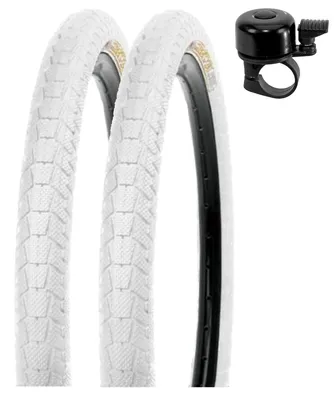 Zdjęcie produktu dla 2 opony BMX Kenda K-907 Krackpot, rozmiar 20 x 1,95 (50-406), kolor biały, w zestawie dzwonek rowerowy
