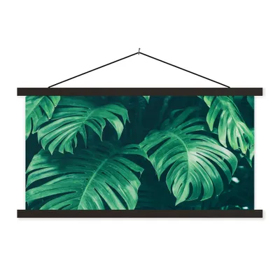 Produktbild von MuchoWow® Textilposter Monstera - Blätter - Pflanzen - Dschungel - Natur 60x30 cm mit schwarzem Rahmen - Textilien