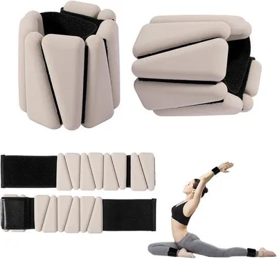 Produktbild von Silikon-Hand- und Fußgewichte - Verstelbare Set - 2 x 450 g - Beige - Für Pilates, Laufen und Heimtraining