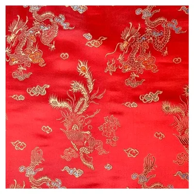 Produktbild von Stoff Meterware Brokat rot Drachen Jacquard Kostüm Vorhang im China-Stil 0,5m