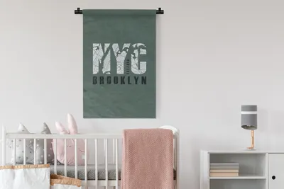 Produktbild von MuchoWow® Wandteppich Wandbehang New York - NYC - Grün 60x90 cm Tapisserie Dekoration Wandtuch - Foto-Teppich - Abwaschbar