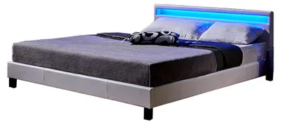 Produktbild von HOME DELUXE - LED Bett Asteroid - Weiß, 180 x 200 cm - Inkl. Lattenrost I Polsterbett Design Bett inkl. Beleuchtung, KI-generiertes Bild