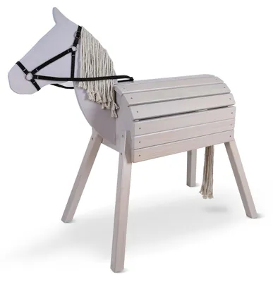 Produktbild von Pink Papaya Holzpferd zum Reiten für Kinder, Grau, mit 80 cm Höhe