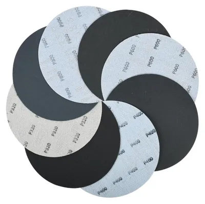 Image de Papier abrasif 180 mm pour ponçage à l'eau, 20 pièces, grains 320/400/600/800, carbure de silicium