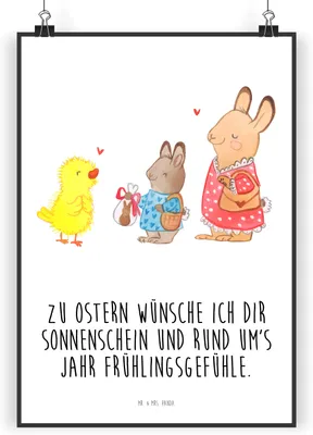 Produktbild von Mr. & Mrs. Panda Bild Ostern Geschenke DIN A4 - Weiß - Geschenk, Posterdruck, Küken, Kunstdruck, typografie poster, Hase, Wandbild, wandkunst, Ostereier, Osterhase